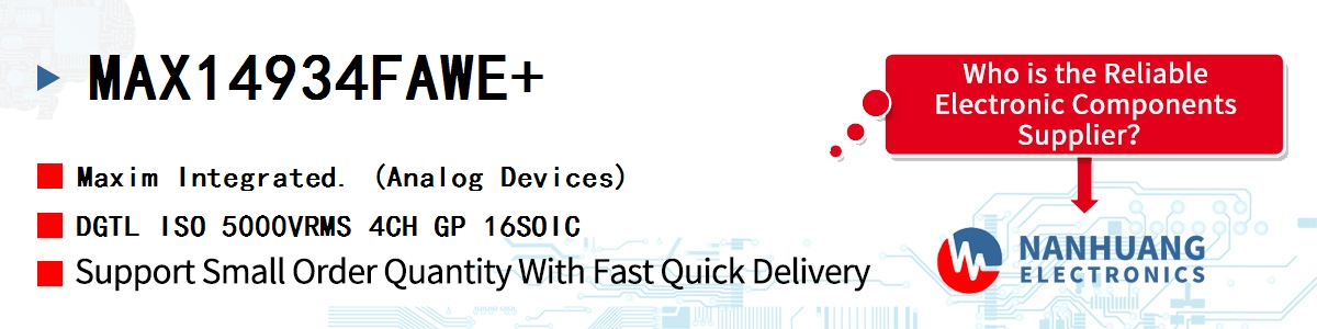 MAX14934FAWE+ Maxim DGTL ISO 5000VRMS 4CH GP 16SOIC