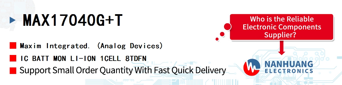 MAX17040G+T Maxim IC BATT MON LI-ION 1CELL 8TDFN