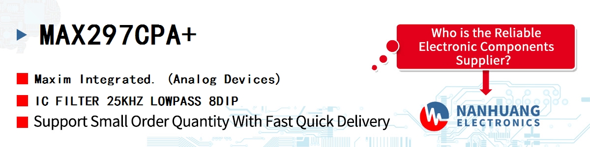 MAX297CPA+ Maxim IC FILTER 25KHZ LOWPASS 8DIP