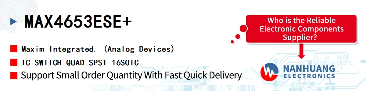 MAX4653ESE+ Maxim IC SWITCH QUAD SPST 16SOIC