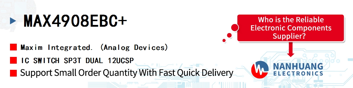 MAX4908EBC+ Maxim IC SWITCH SP3T DUAL 12UCSP