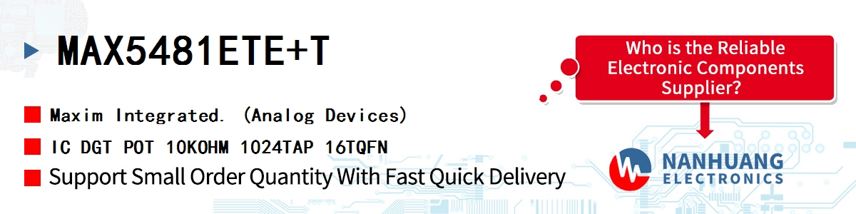 MAX5481ETE+T Maxim IC DGT POT 10KOHM 1024TAP 16TQFN