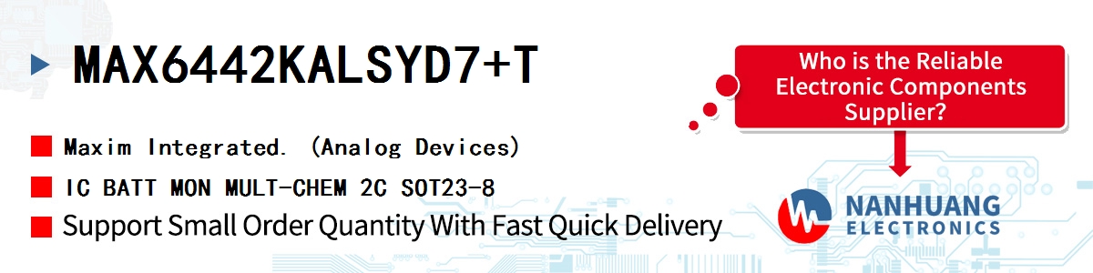 MAX6442KALSYD7+T Maxim IC BATT MON MULT-CHEM 2C SOT23-8