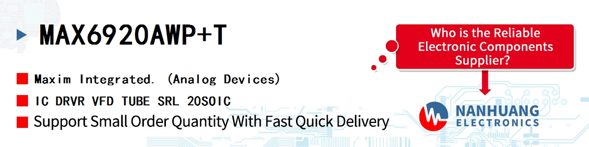 MAX6920AWP+T Maxim IC DRVR VFD TUBE SRL 20SOIC
