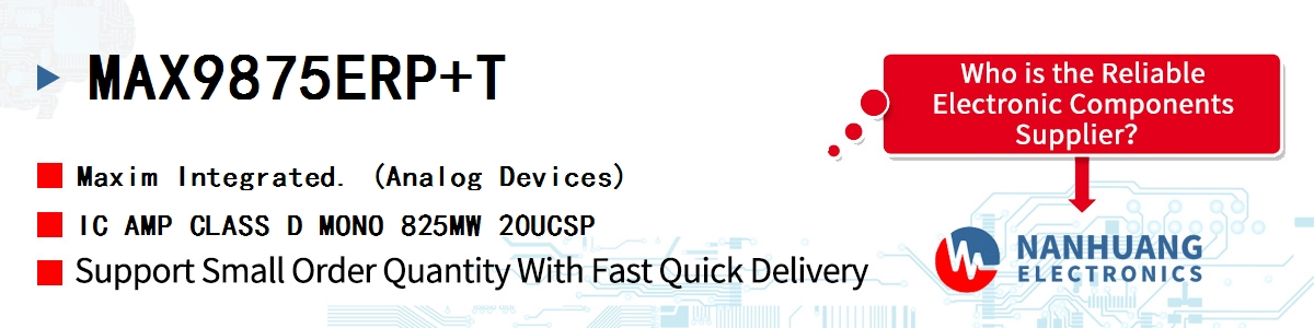 MAX9875ERP+T Maxim IC AMP CLASS D MONO 825MW 20UCSP